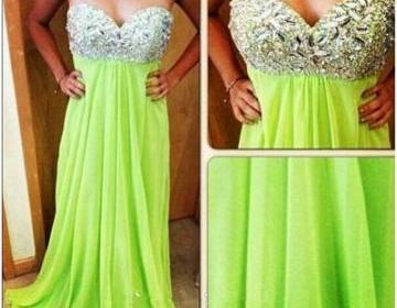 Elegant Lemon Color Chiffon Evening Dresses,New Arrival Sweetheart Prom ...